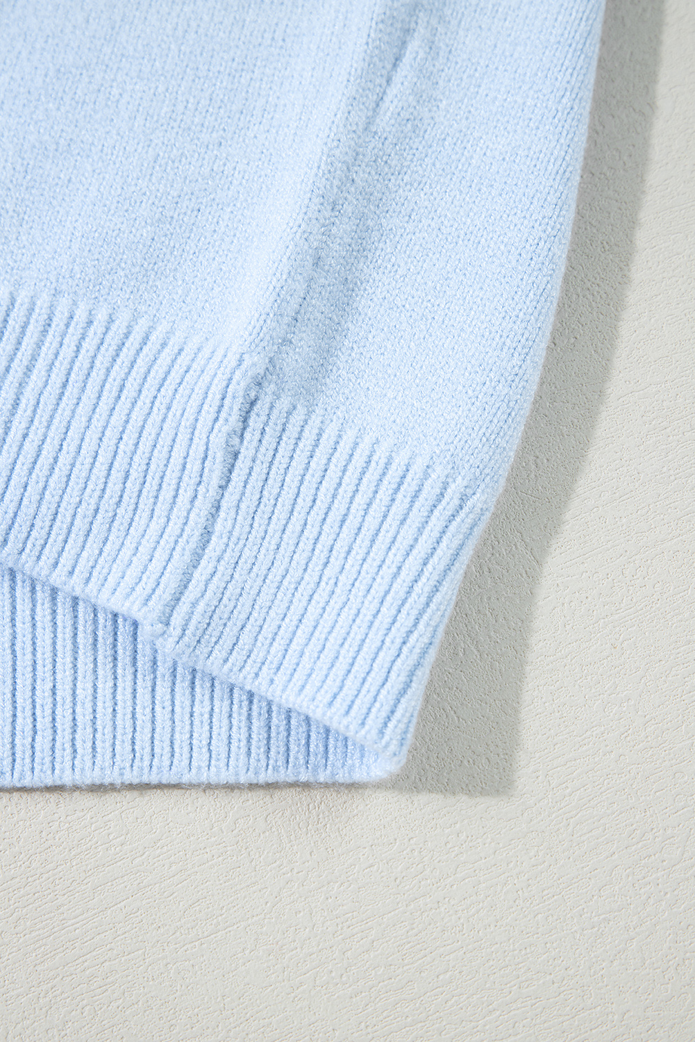 Beau Blue Flower Detail Knitted Notched Neck Sweater - loveforevers