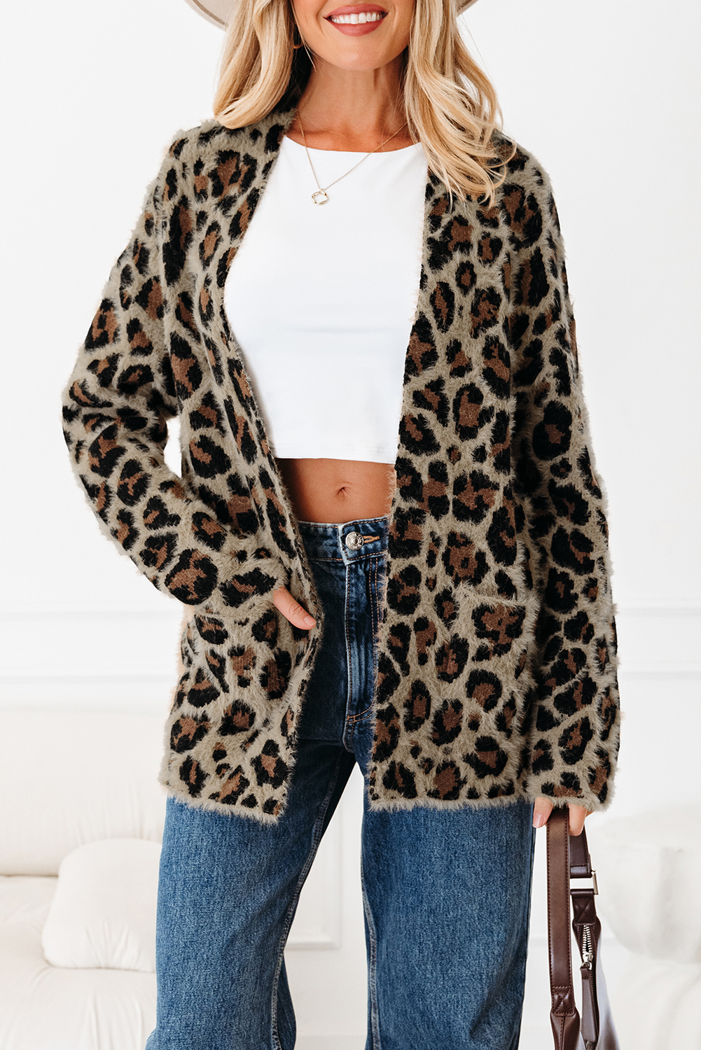 Brown Leopard Open Casual Cardigan - loveforevers