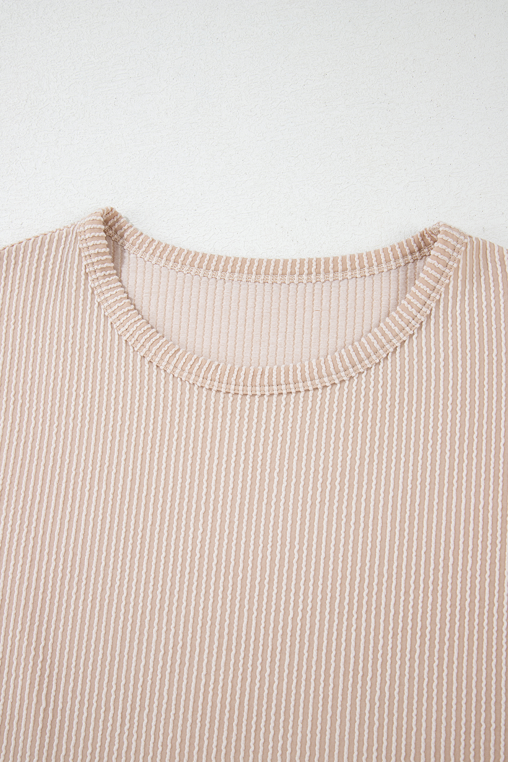Gray Twisted Rib Wide Sleeve Crew Neck T Shirt - loveforevers