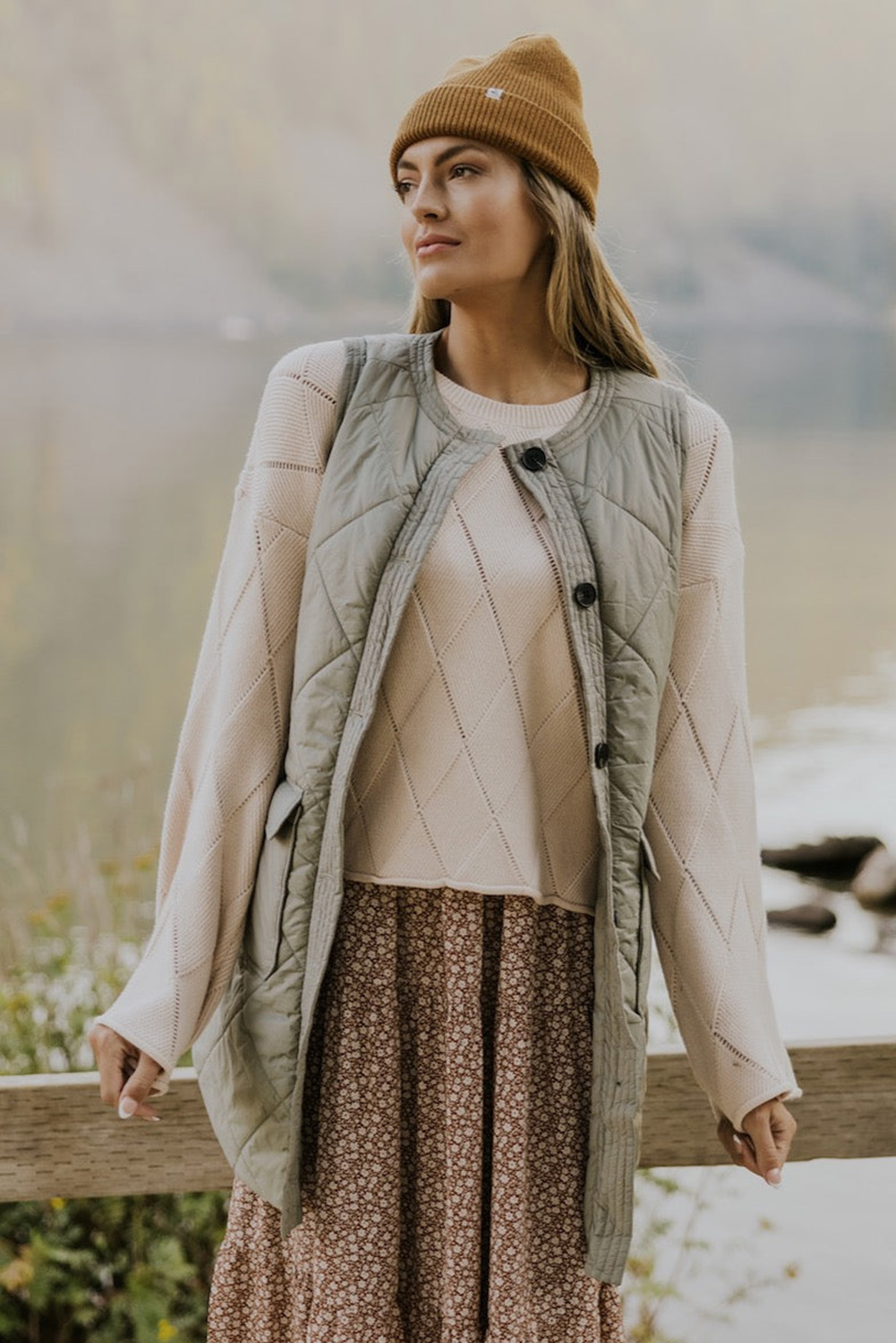 Green Quilted Snap Button Hooded Puffer Coat - loveforevers
