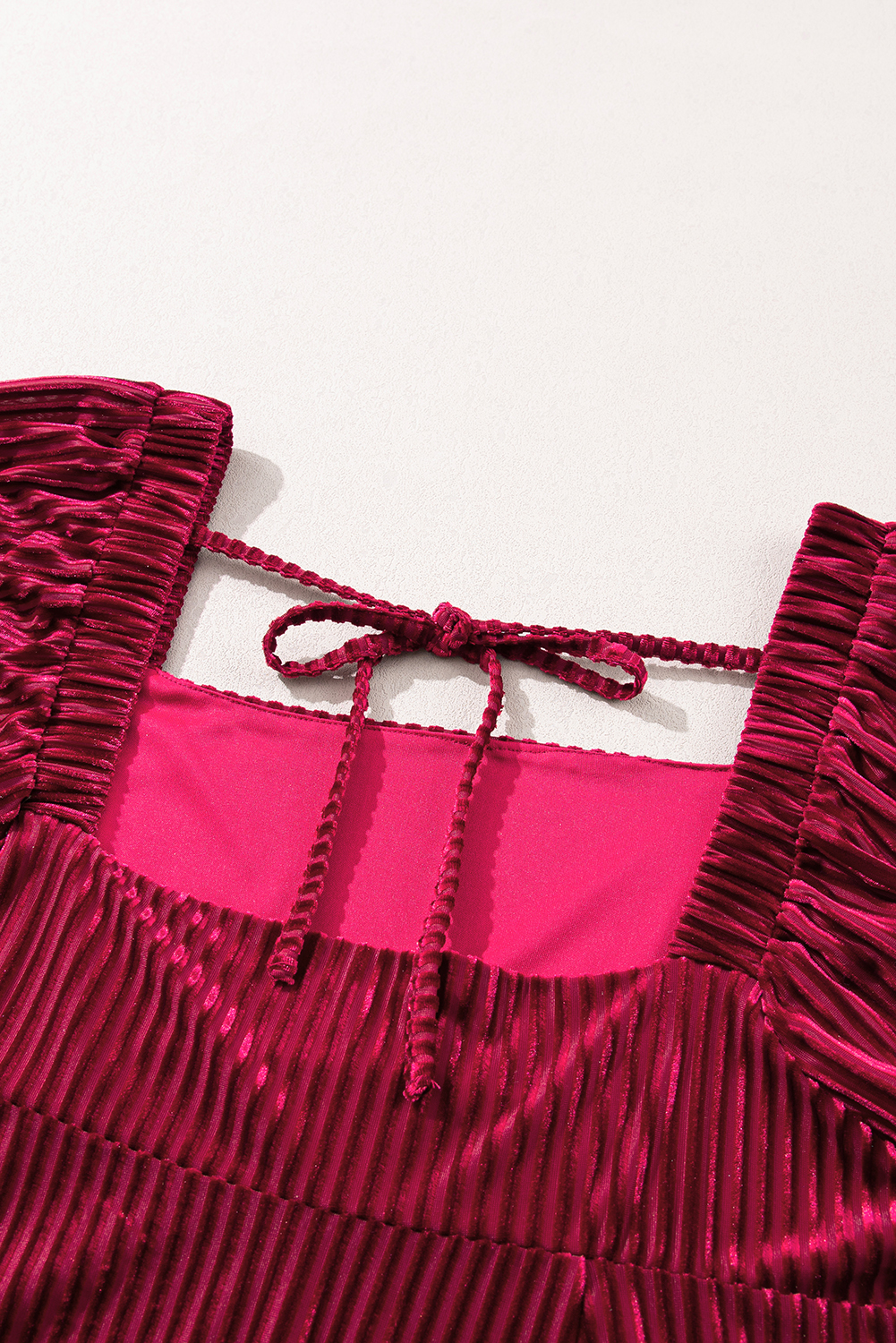 Red Tie Back Square Neck Velvet Babydoll Dress - loveforevers
