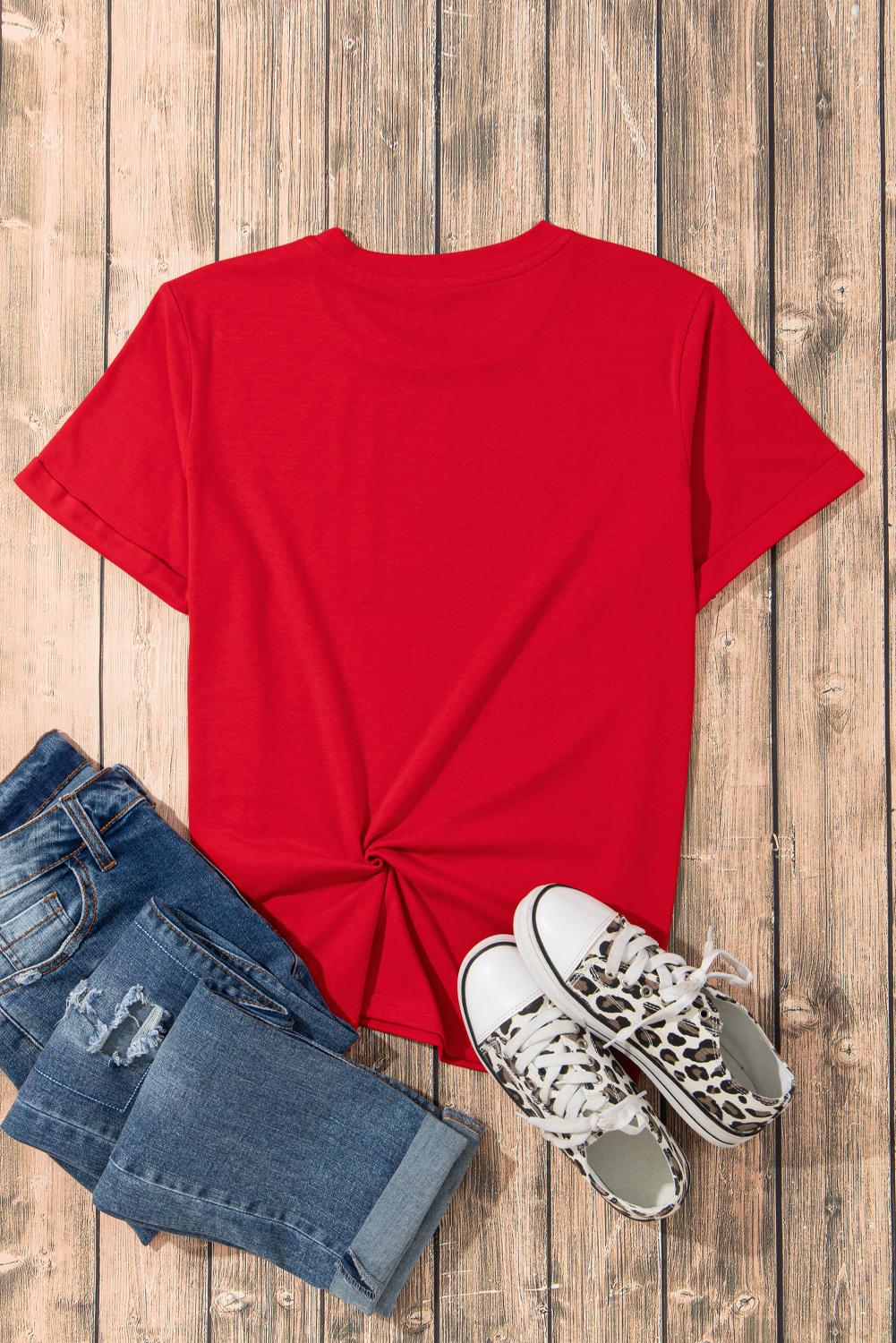 Red Diverse Heart Printed Crewneck Valentines Tee - loveforevers