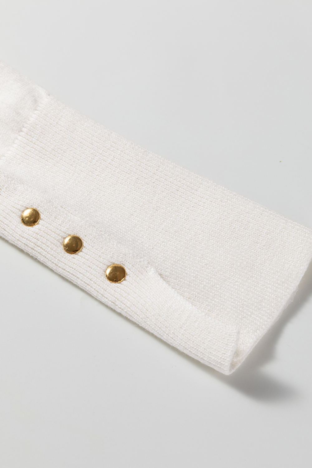 White Button Split Cuffs Round Neck Slim Sweater - loveforevers
