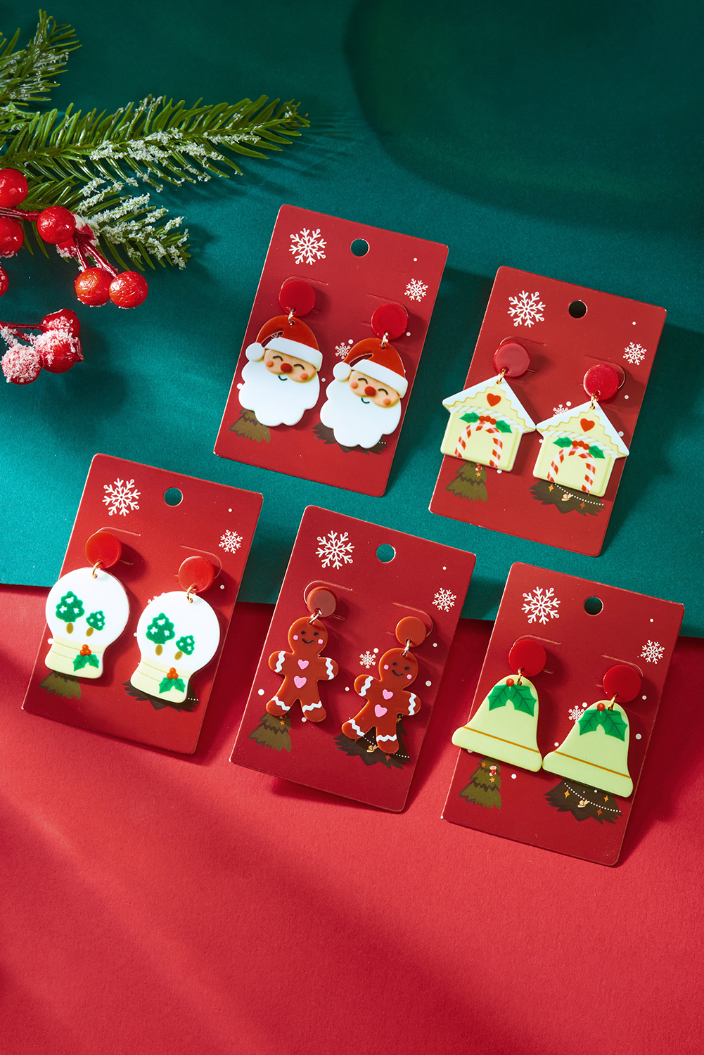 Fiery Red Father Christmas Dangle Earrings - loveforevers