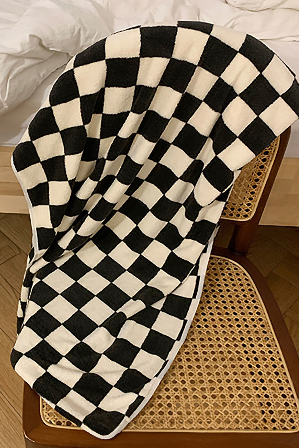 Black Fuzzy Checkerboard Bath Towel Set - loveforevers