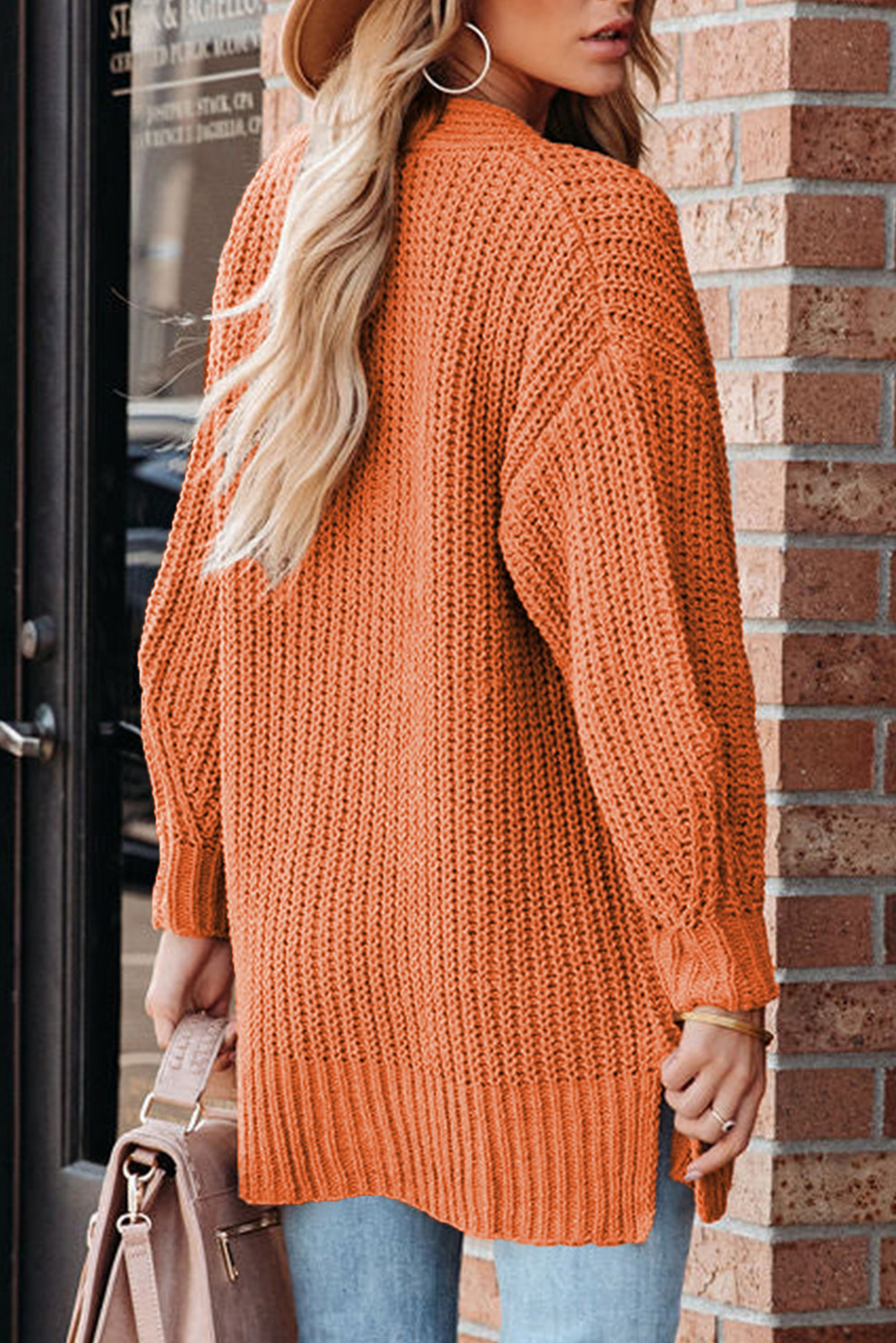 Gold Flame Button Front V Neck Chunky Cardigan Sweater - loveforevers