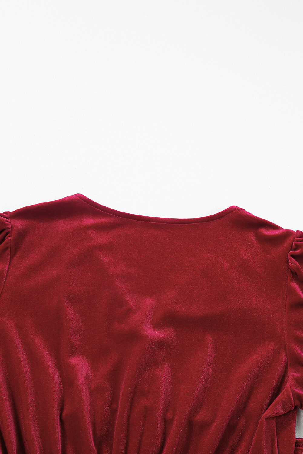 Dearlove Racing Red Velvet Buttoned Puff Sleeve V Neck Split Midi Dress - loveforevers