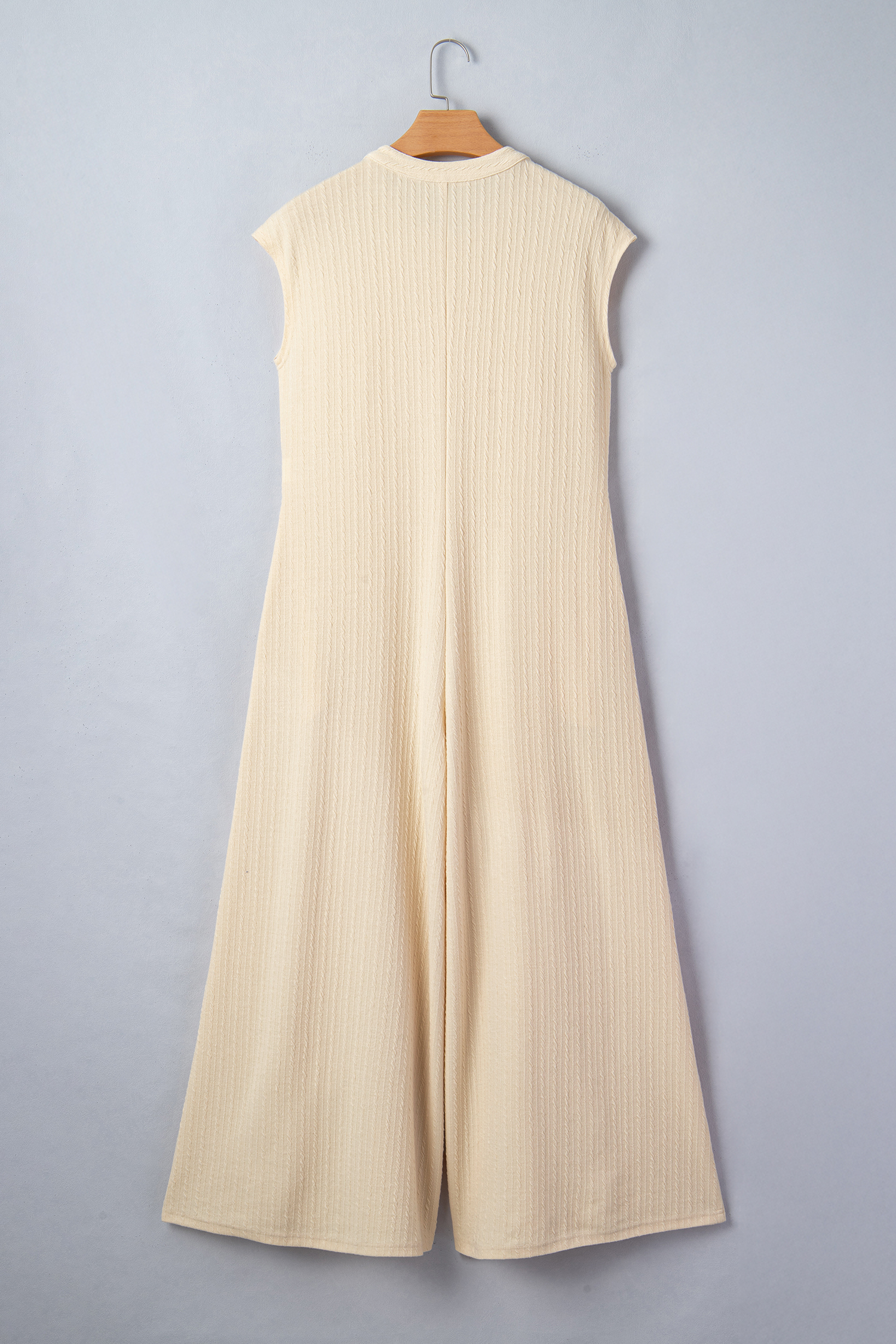 Jet Stream Half Buttons Ribbed Knit Wide Leg Jumpsuit - loveforevers
