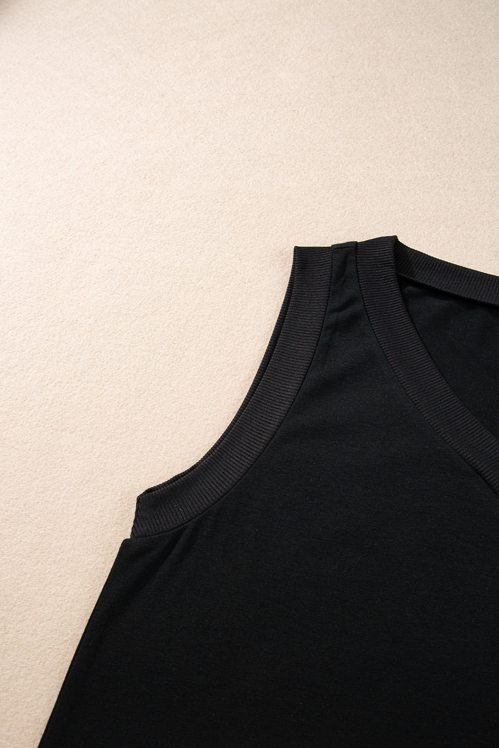 Black Ribbed V Neck Tank - loveforevers