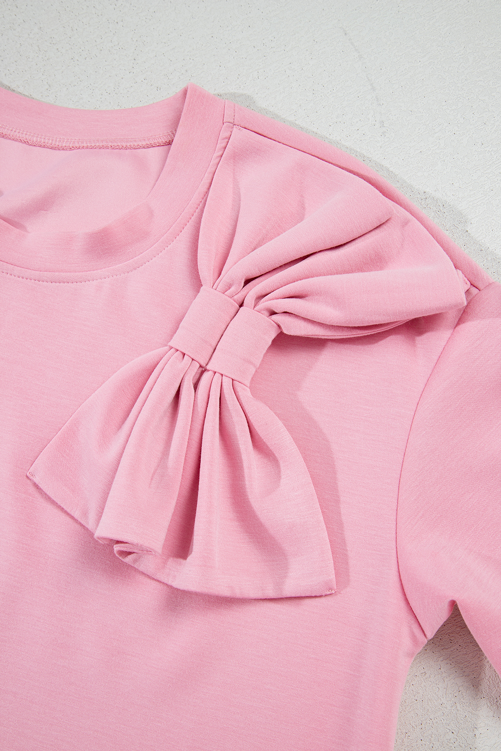 Pink Bow Applique Half Sleeve T-shirt - loveforevers