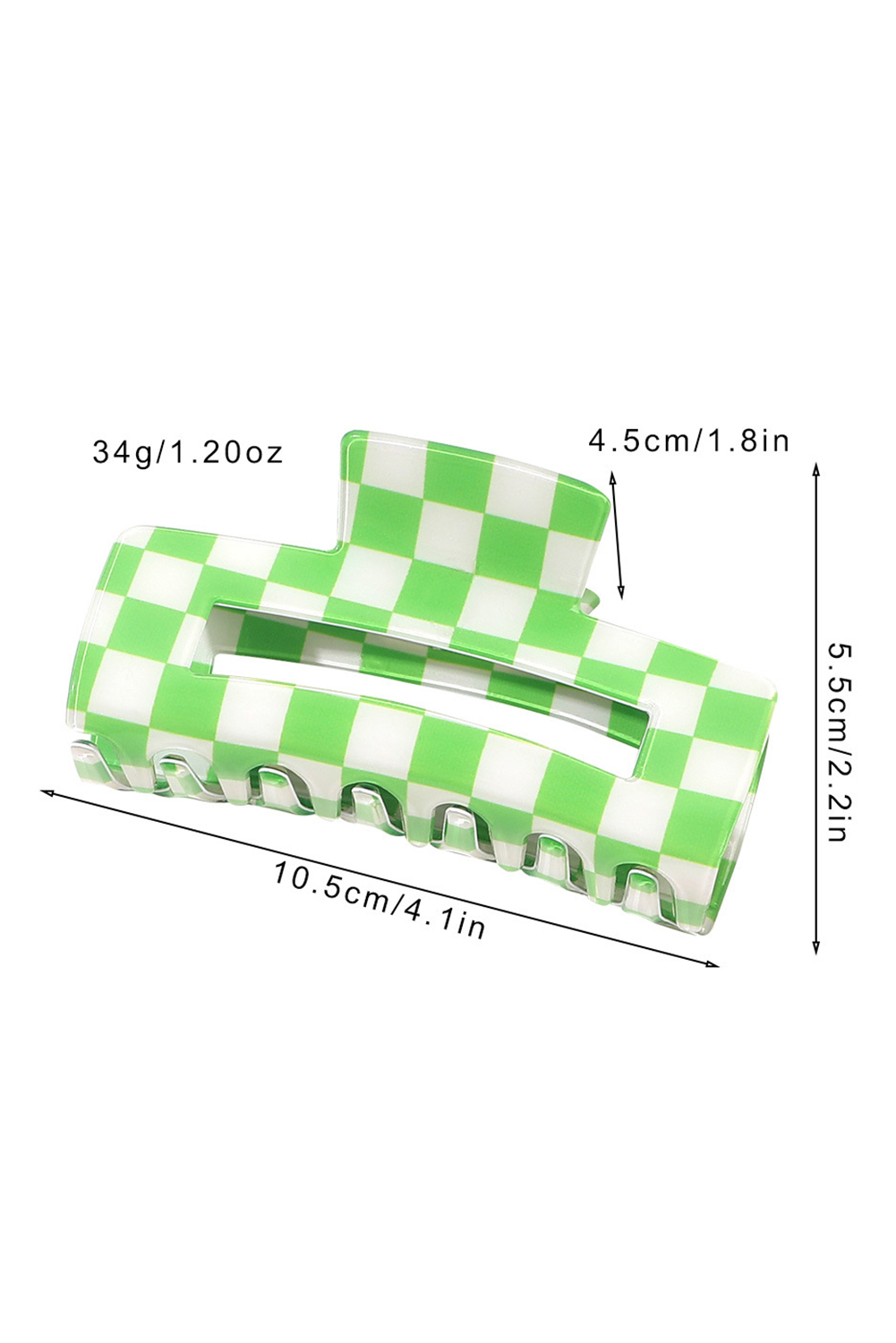Light Green Checkered Print Hollow Out Hair Clip - loveforevers