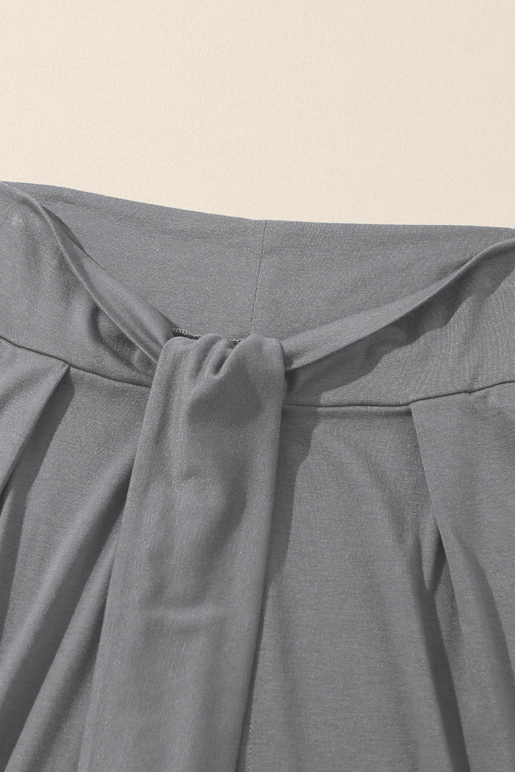 Medium Grey Knotted Drop Waist Split Leg Relaxed Pants - loveforevers