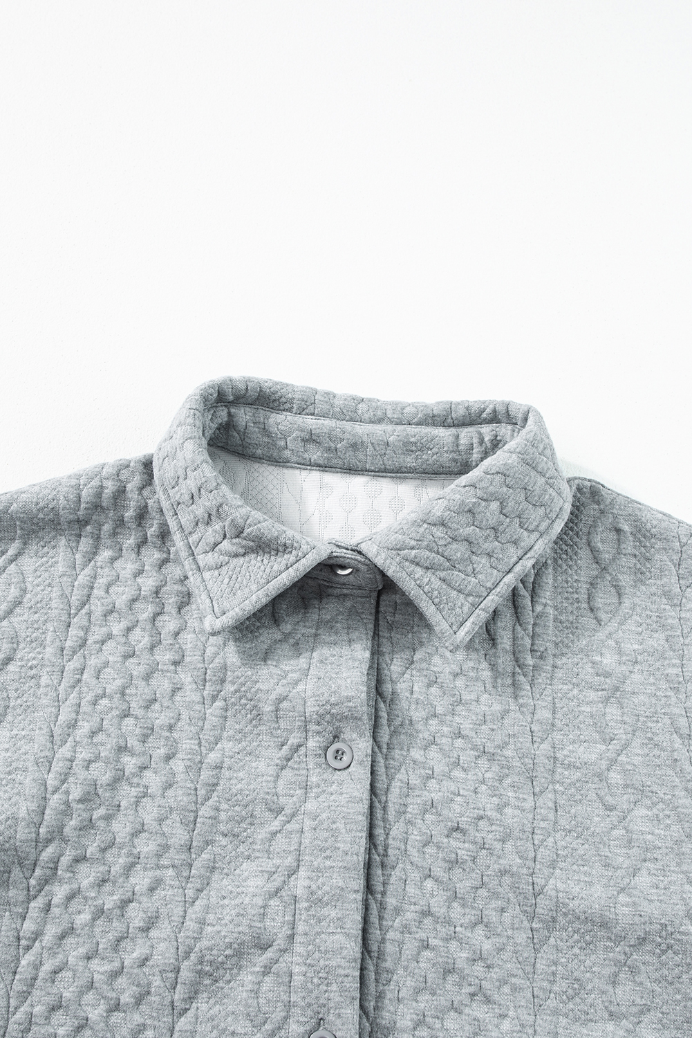 Sepia Rose Cable Texture Puff Sleeve Loose Shacket - loveforevers