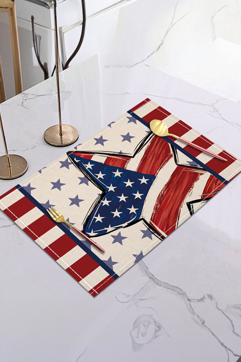 Dark Blue American Flag Inspired Big Star Stitched Placemat - loveforevers