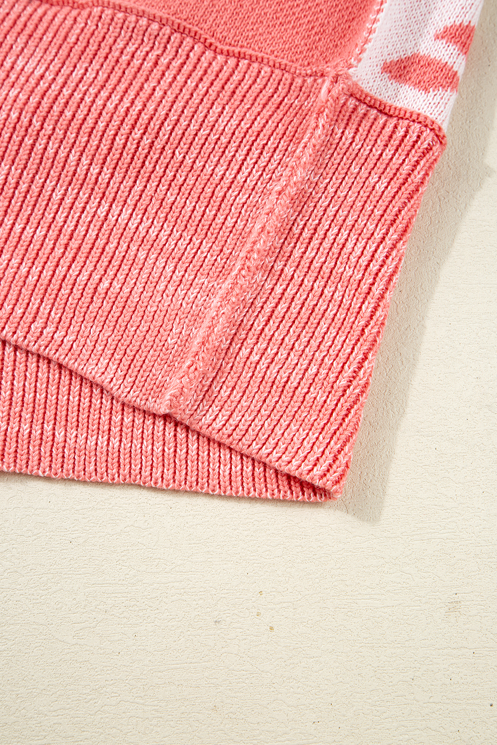 Pink Candycane Snowflake Checker Christmas Holiday Drop Shoulder Tunic Loose Sweater - loveforevers