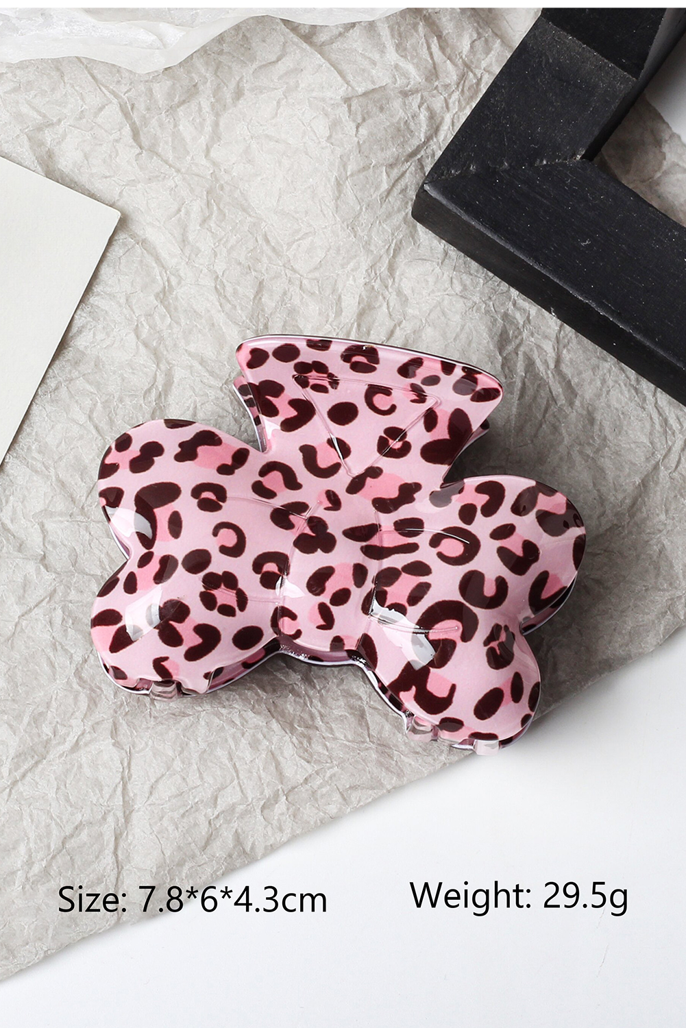 Pink Leopard Print Bow Knot Shape Hair Claw Clip - loveforevers