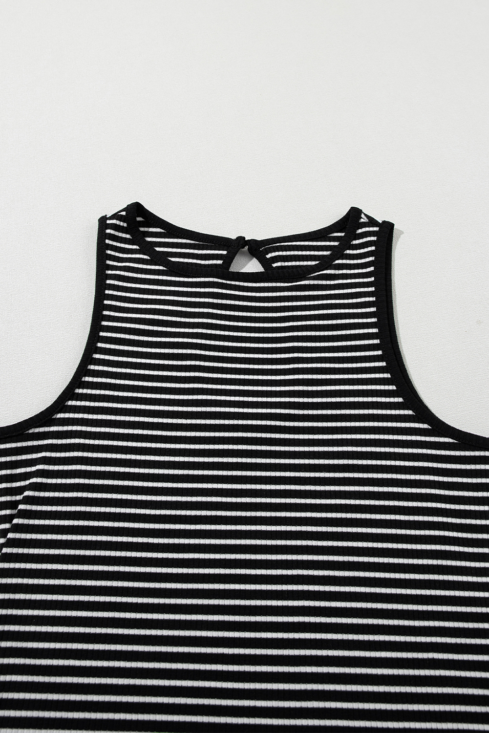 Black Striped Print Ribbed Knit Sleeveless Top - loveforevers