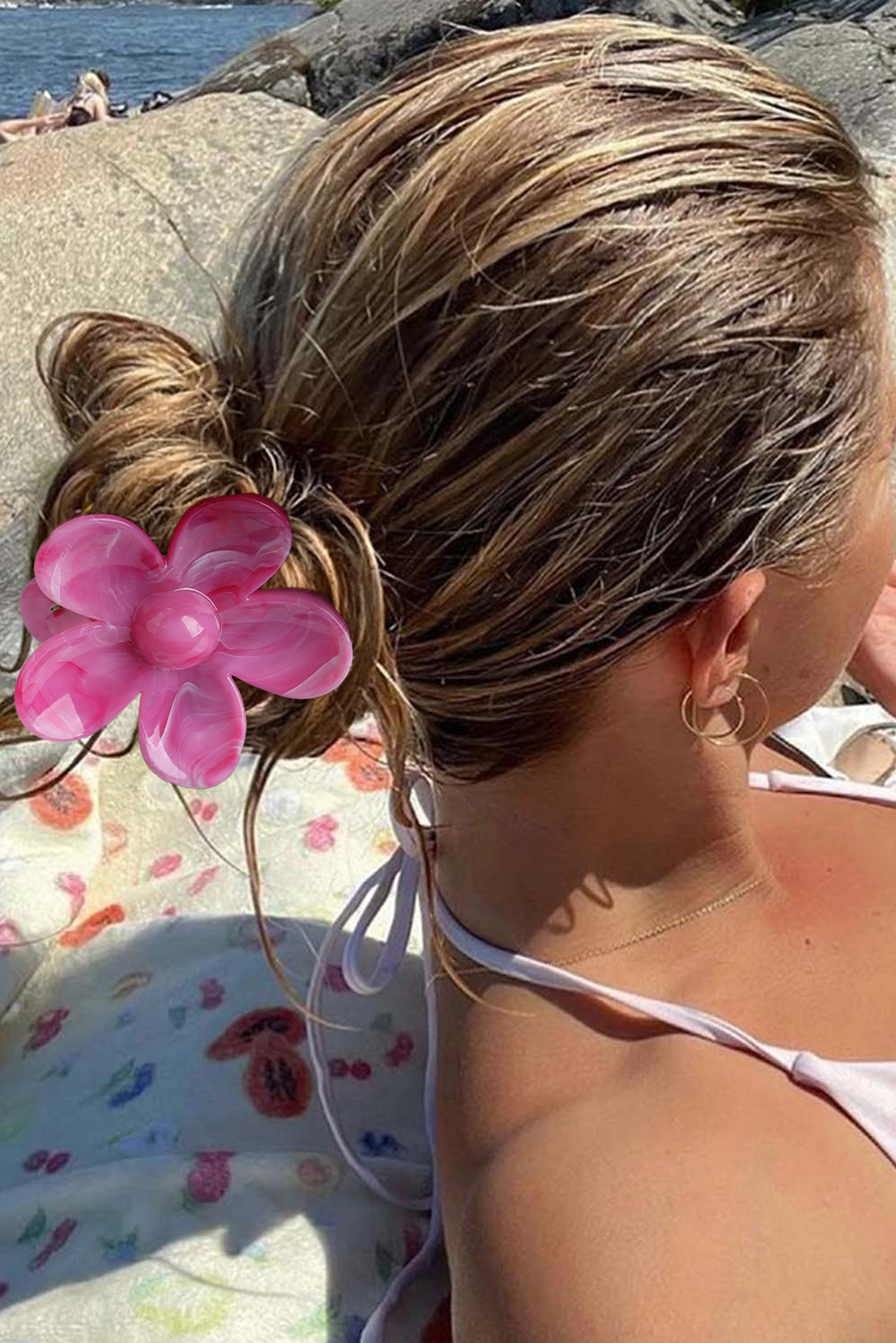 Bonbon Flower Shape Resin Hair Claw Clip - loveforevers