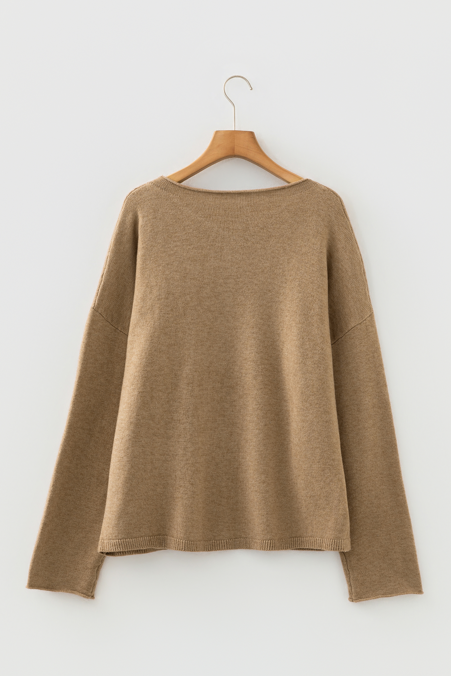 Simply Taupe Contrast Frilled Lace Trim Loose Cardigan Sweater - loveforevers