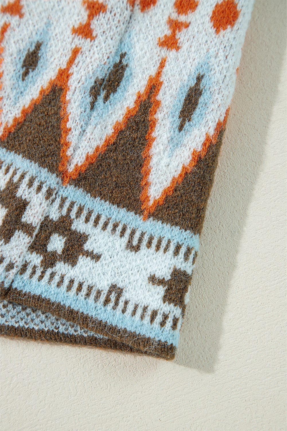 Brown Aztec Print Open Front Knitted Cardigan - loveforevers