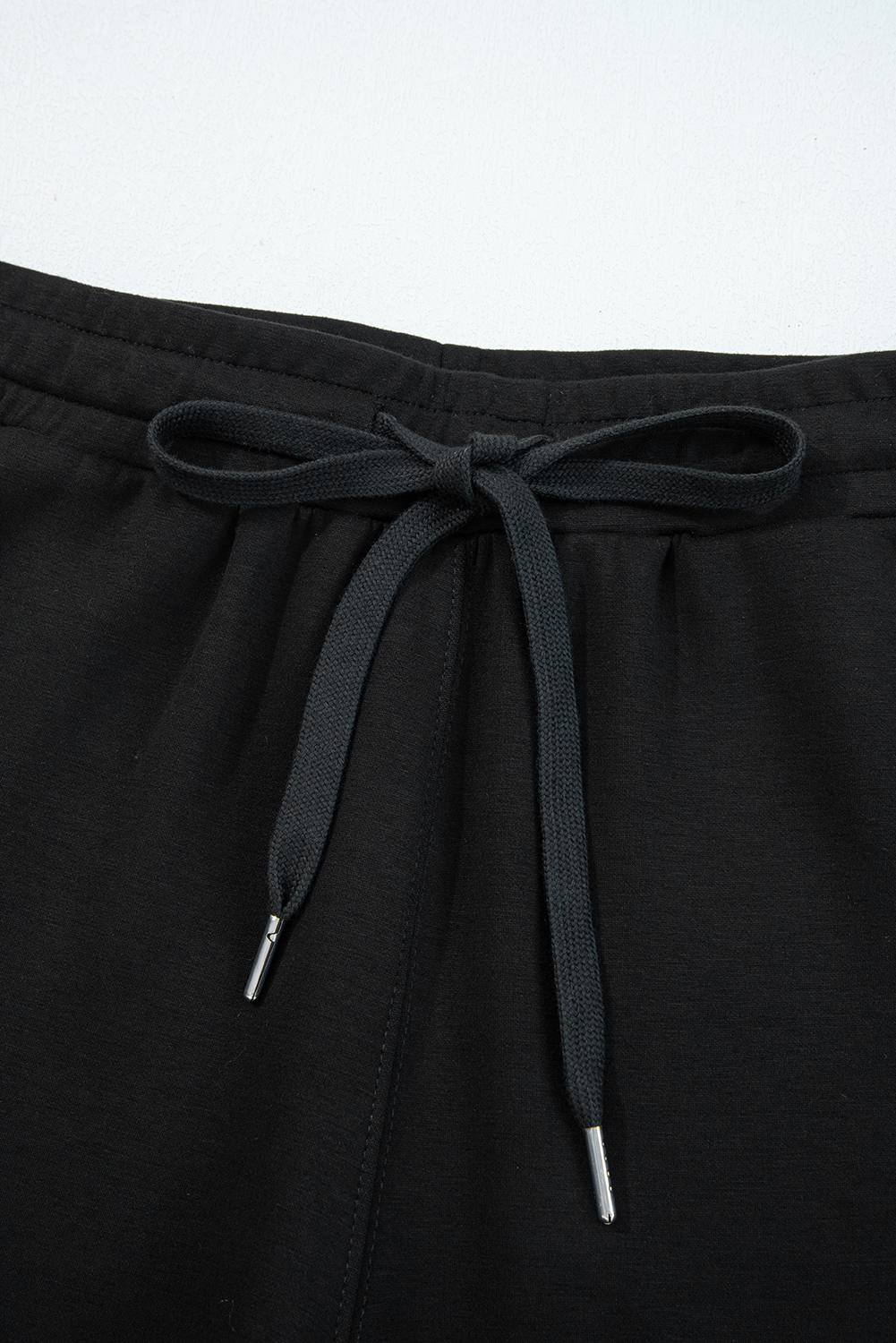 Black Zip Collar Long Sleeve Top Drawstring Pants Set - loveforevers