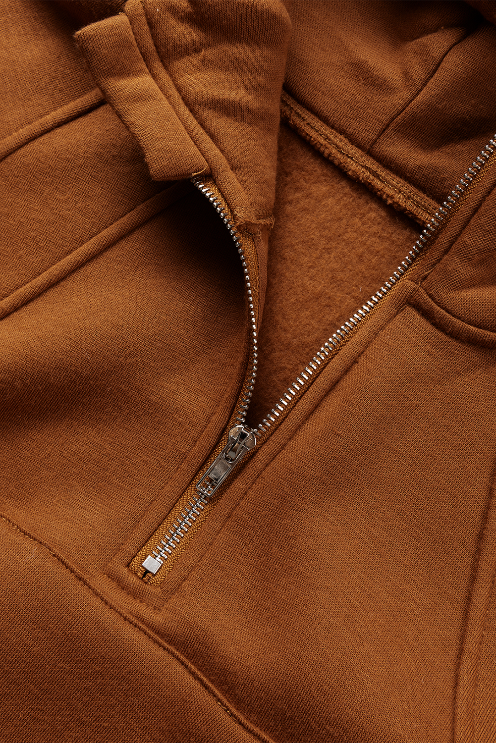Brown Quarter Zip Kangaroo Pocket Hoodie - loveforevers