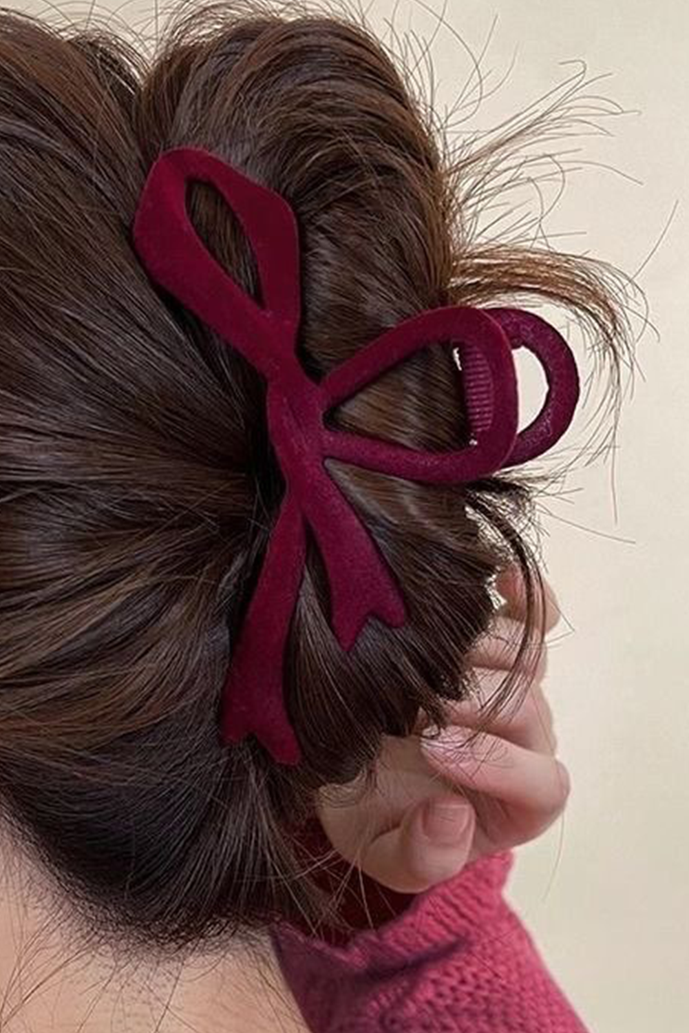 Fiery Red Bow Knot Velvet Large Hair Clip - loveforevers