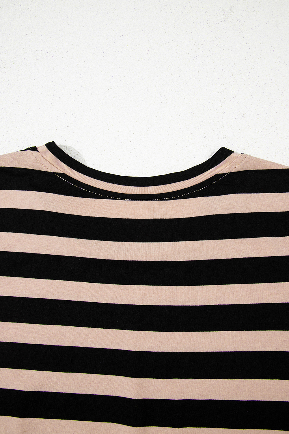 Black Stripe Casual Round Neck T-shirt Maxi Dress with Pockets - loveforevers