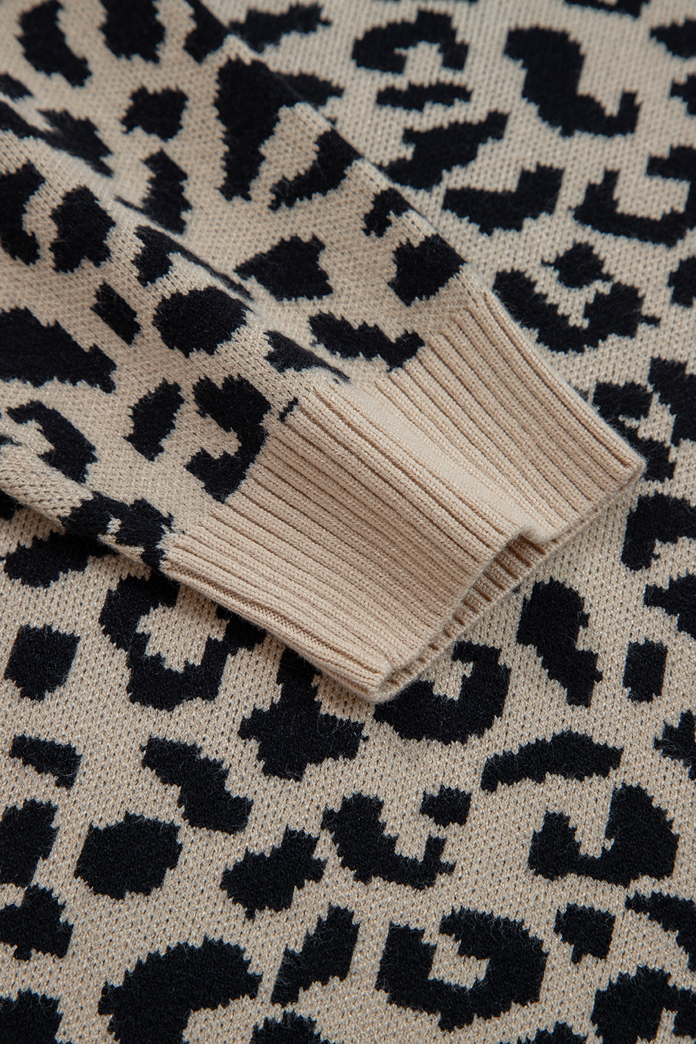 Black Leopard Drop Shoulder Chunky Knitted Cardigan Sweater - loveforevers