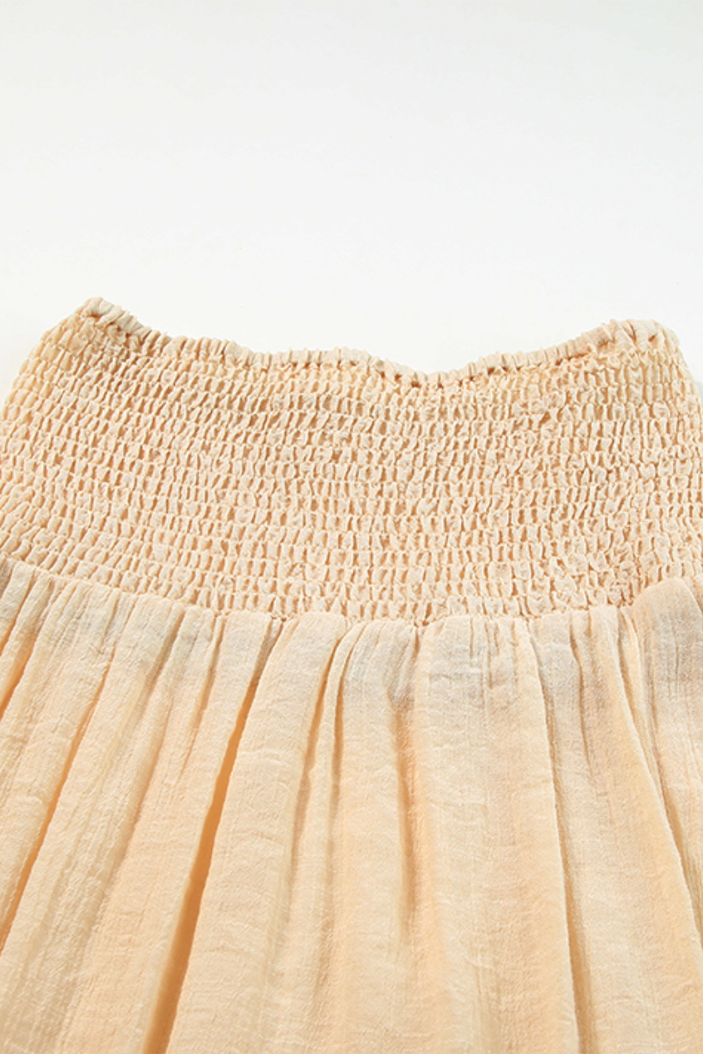 Beige Shirred High Waist Split Long Beach Skirt - loveforevers