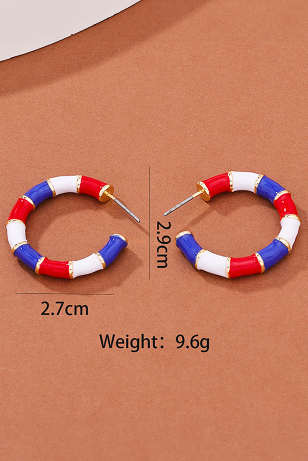 Dark Blue Independence Day Enamel C-shape Stud Earrings - loveforevers