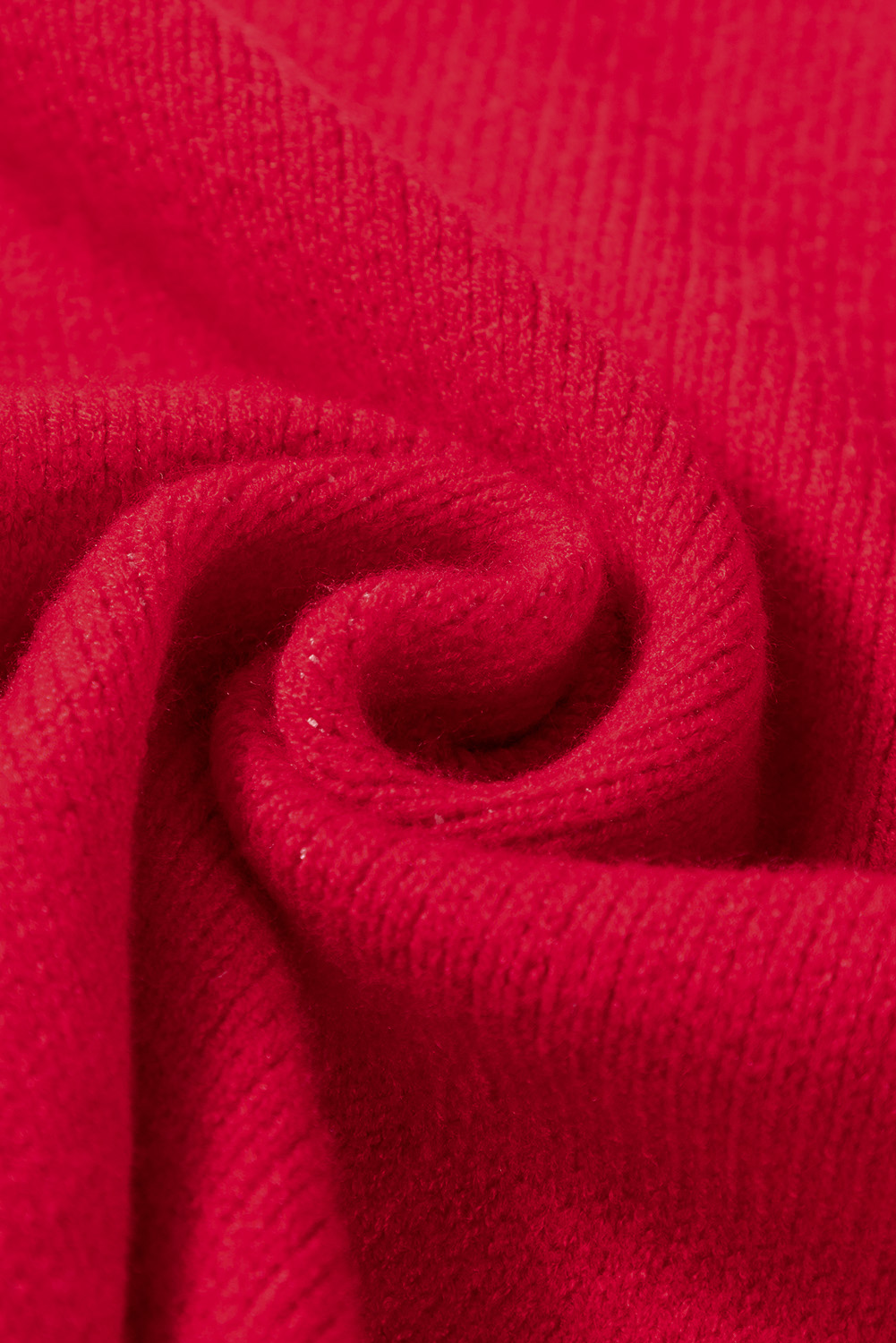 Fiery Red Merry Letter Embroidered High Neck Sweater - loveforevers