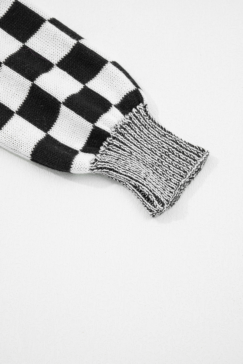 Black Checkered Open Front Drop Shoulder Cardigan - loveforevers