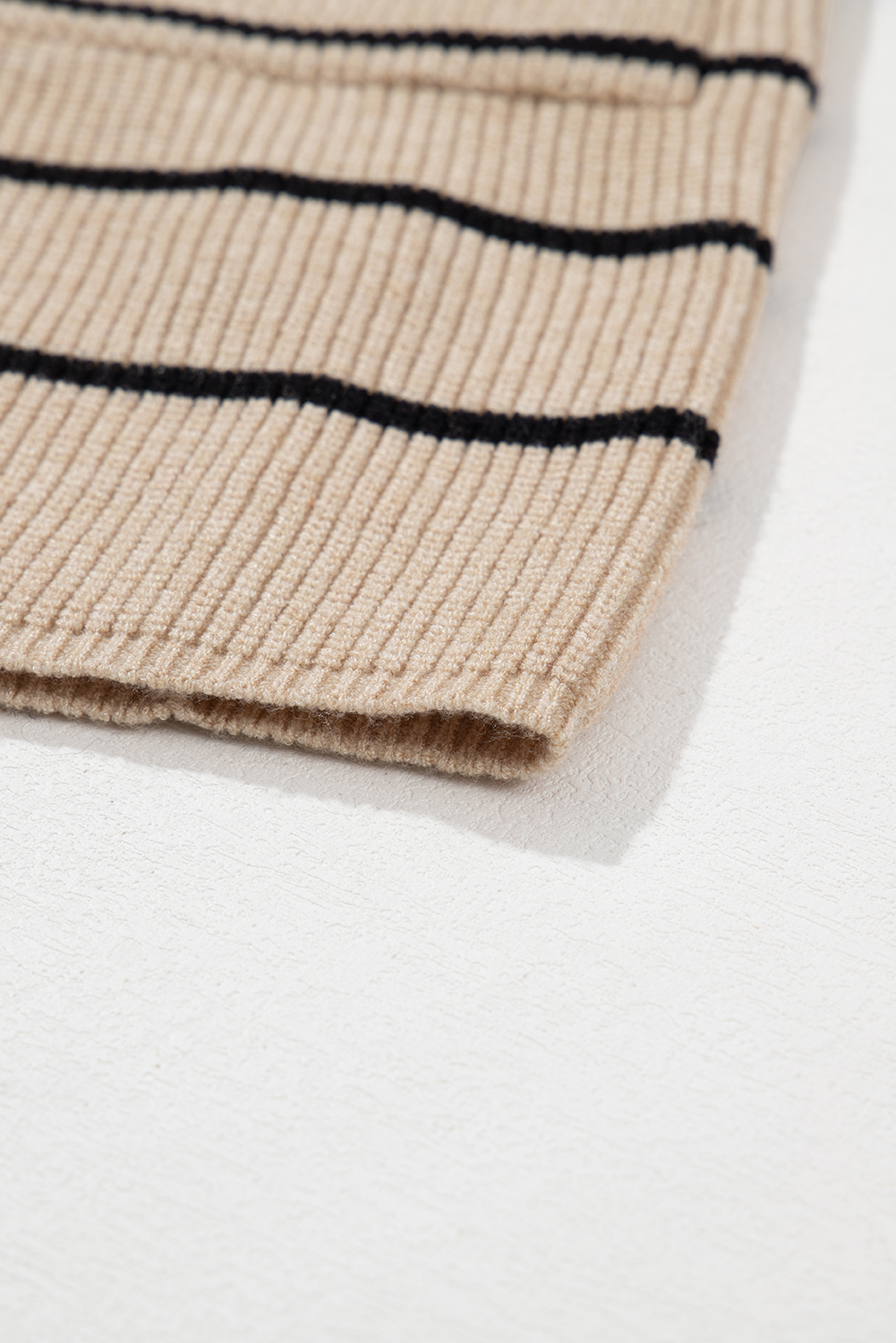Black Stripe Shawl Neckline Open Cardigan with Pockets - loveforevers