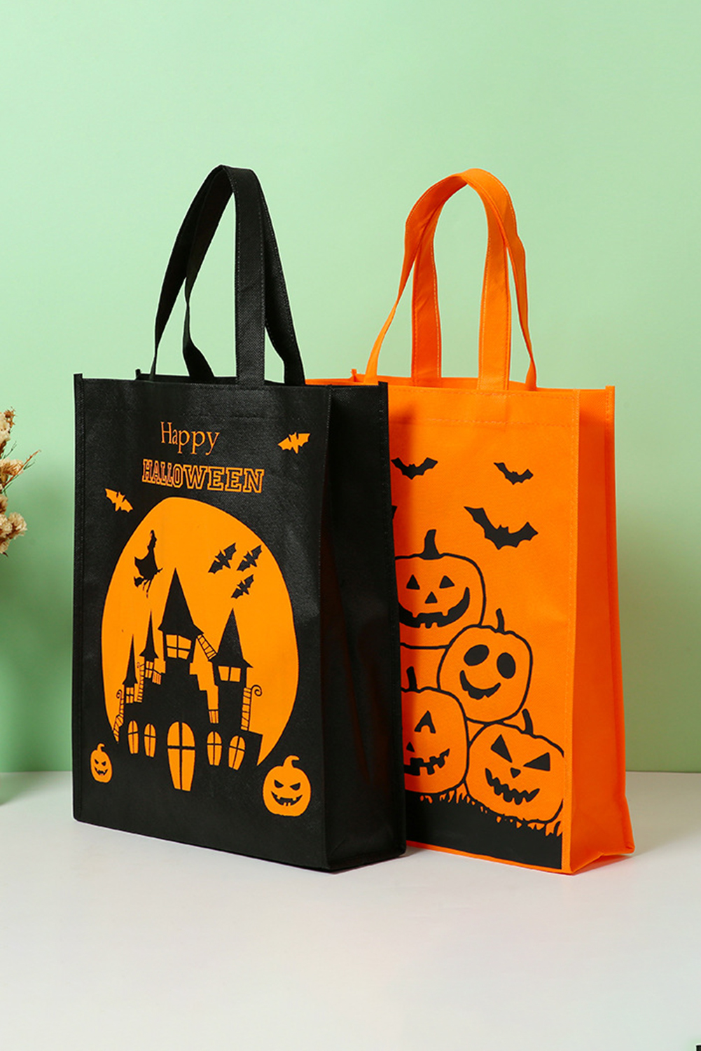 Black Pumpkin Bat Witch Printed Halloween Gift Bag - loveforevers