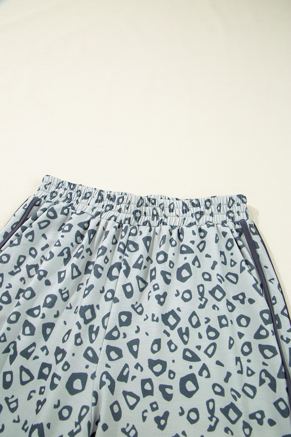 Gray Leopard High Waist Side Bow Straight Leg - loveforevers