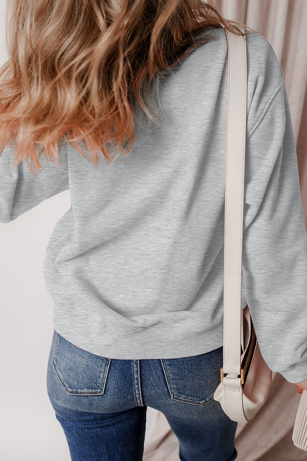 Gray Halloween Ghost Print Crewneck Drop Shoulder Sweatshirt - loveforevers