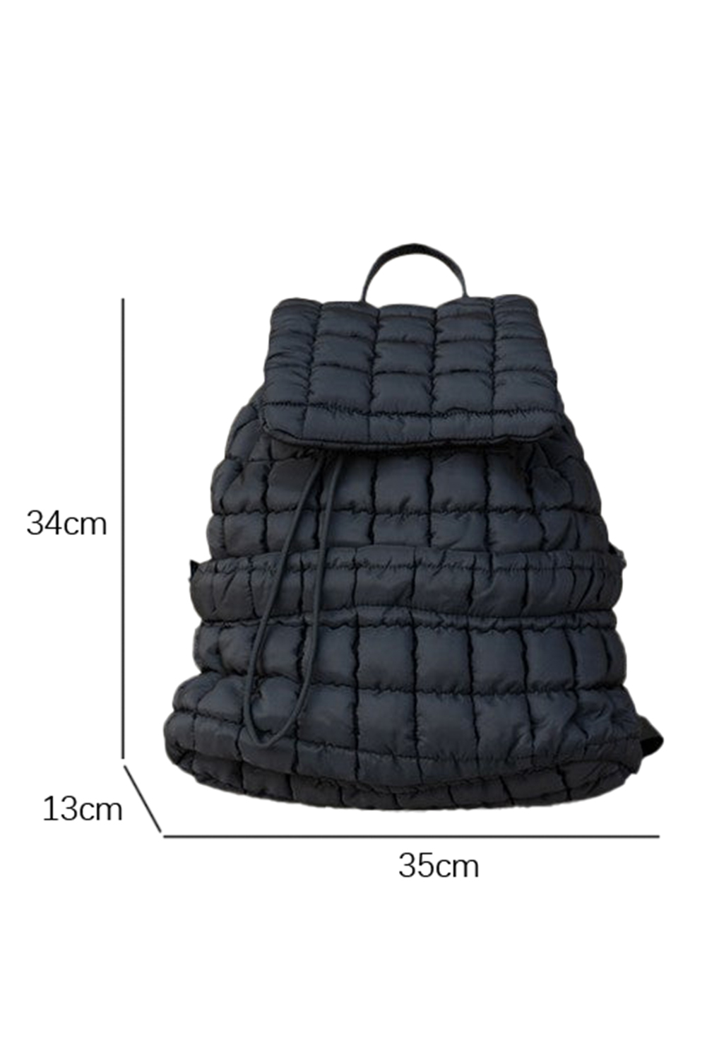 Black Solid Flapped Quilted Puffer Backpack - loveforevers