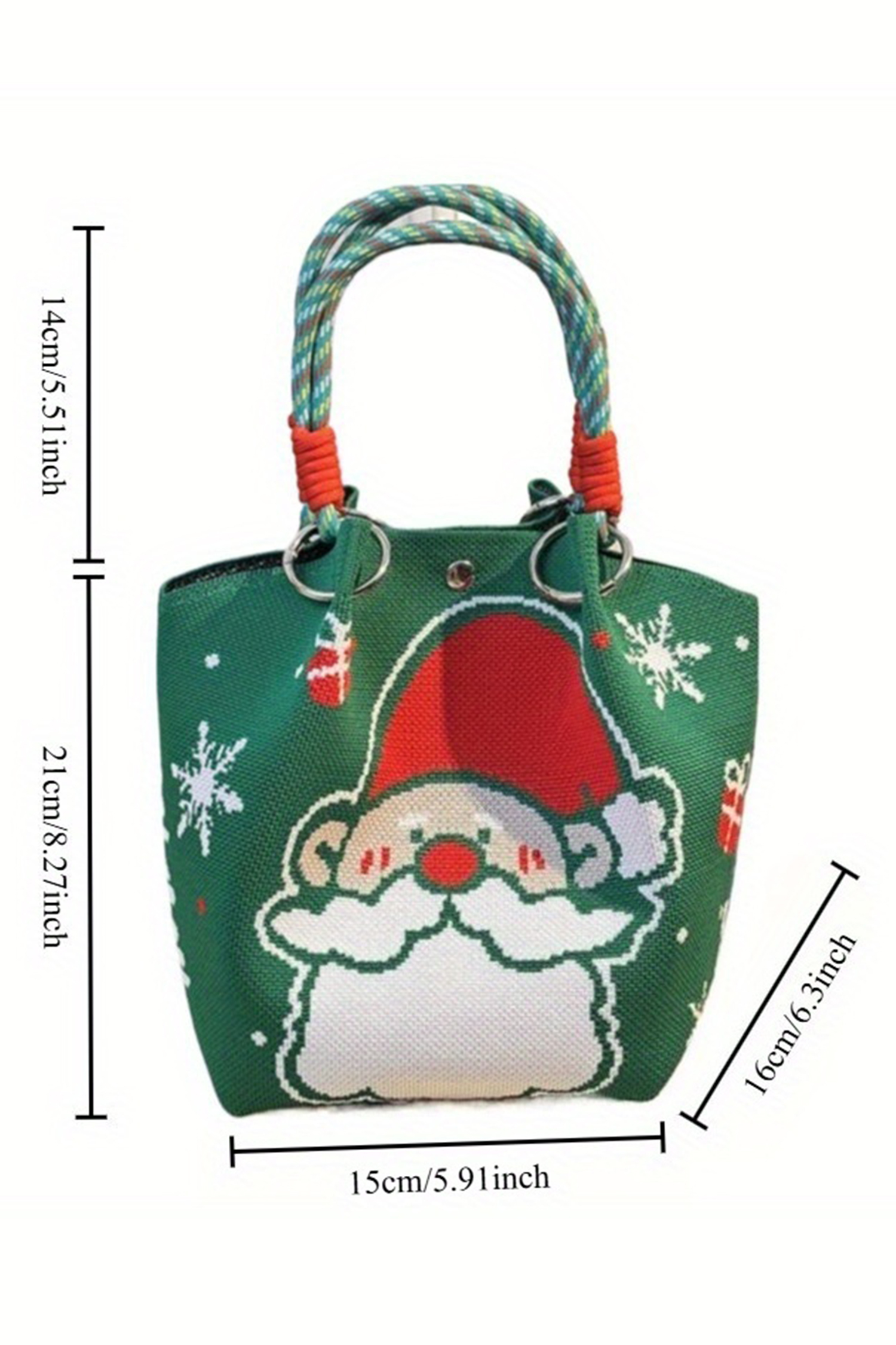 Blackish Green Cartoon Santa Claus Knitted Bucket Bag - loveforevers