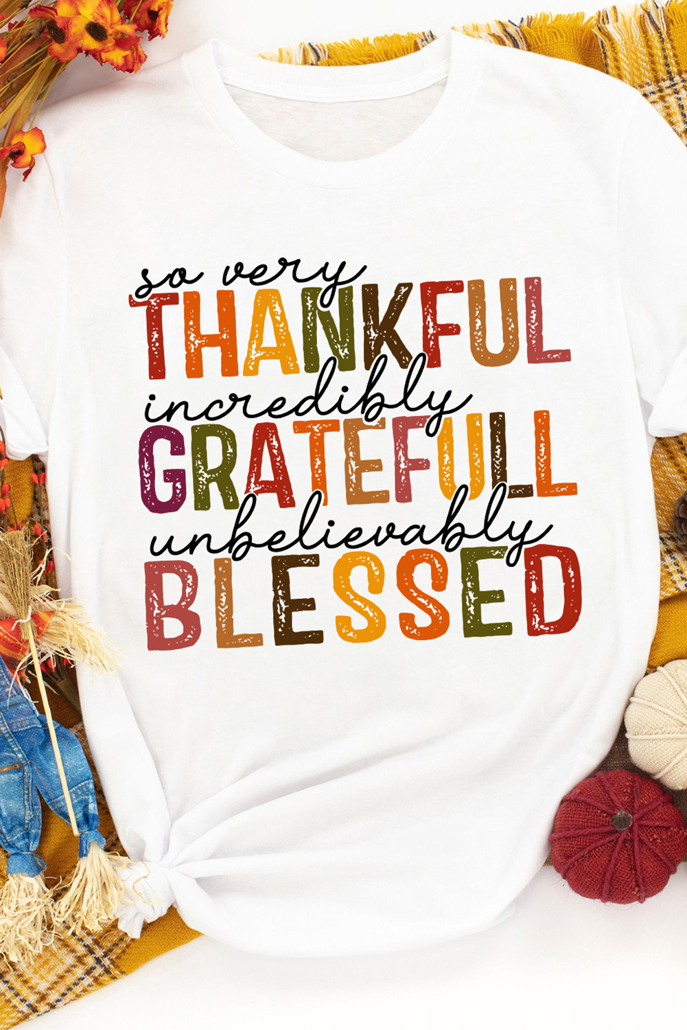 White Thanksgiving Slogan Print Crew Neck T Shirt - loveforevers