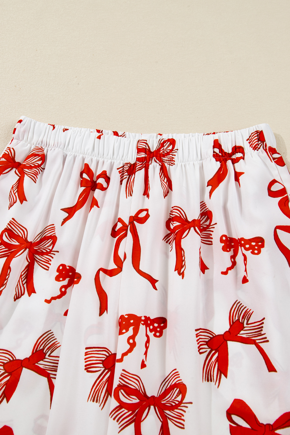 Red Christmas Bow Print Long 2pcs Pajama Set - loveforevers