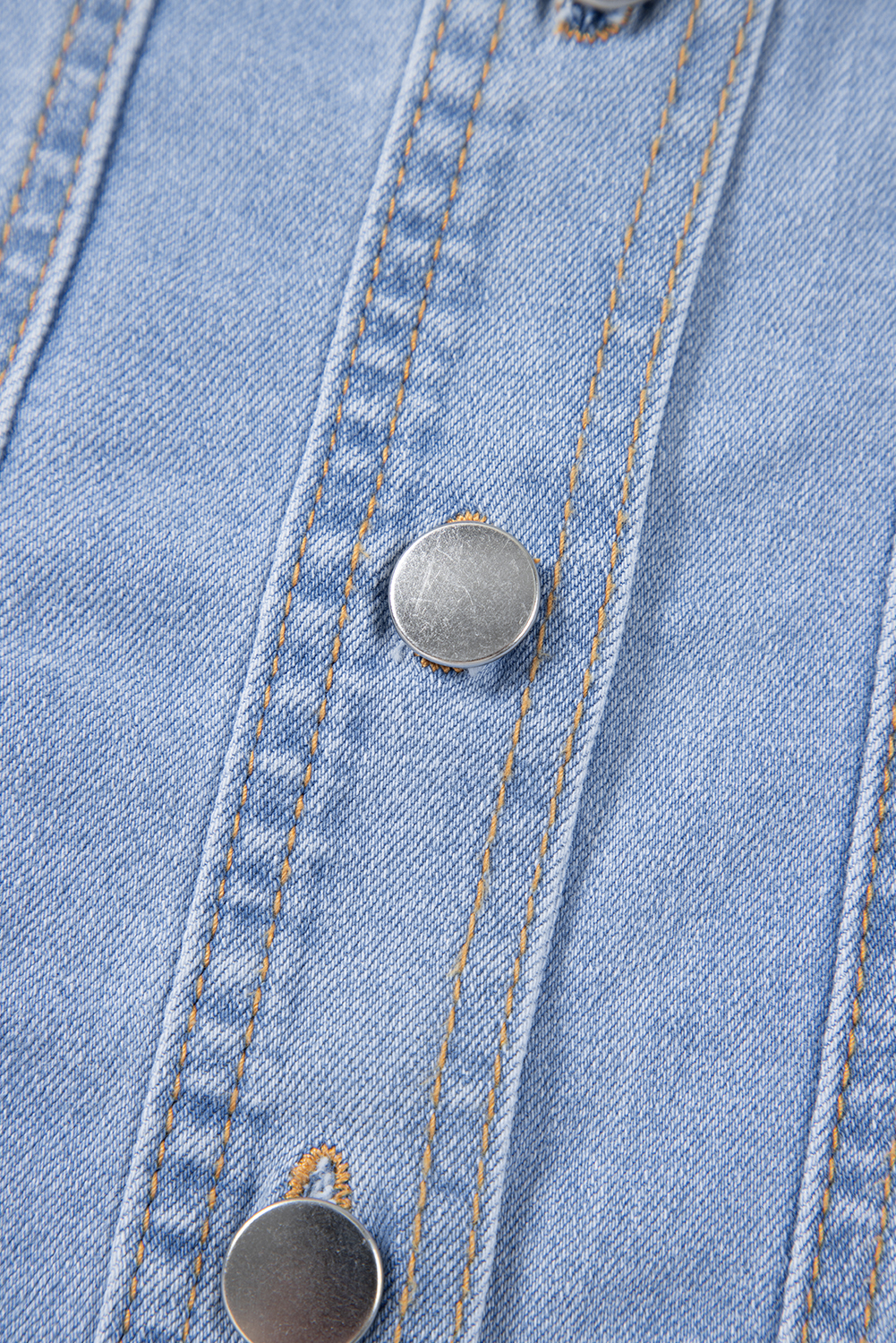 Beau Blue Light Wash Denim Buttoned Front Chest Pockets Sleeveless Slim Mini Dress - loveforevers