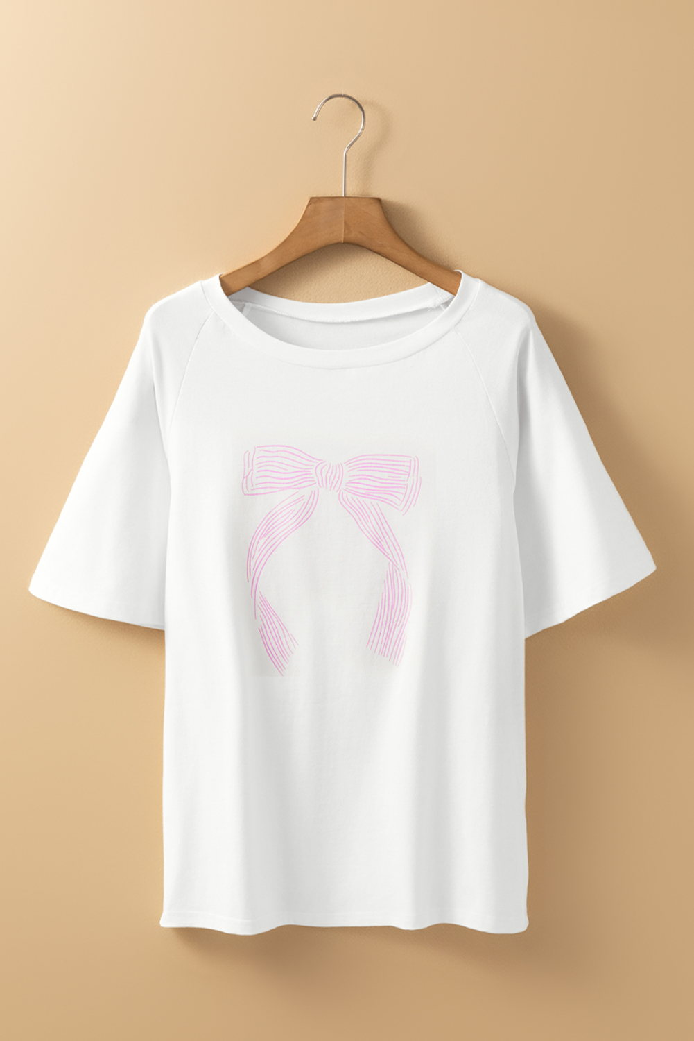 Pink Bow Knot Print Loose Fit Two Piece Casual Lounge Set - loveforevers