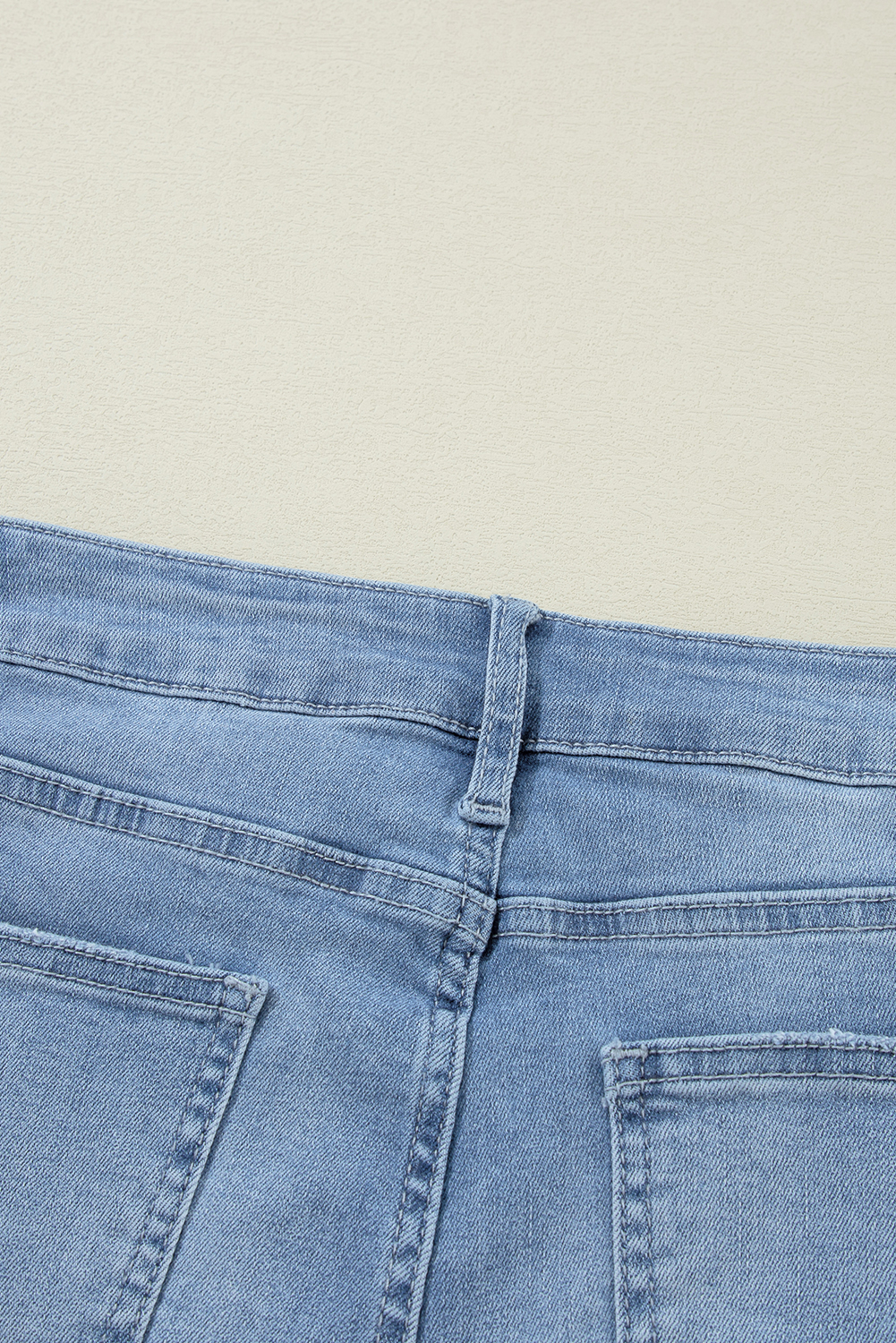 Dusk Blue High Rise Asymmetric Button Zip Fly Ripped Jeans - loveforevers