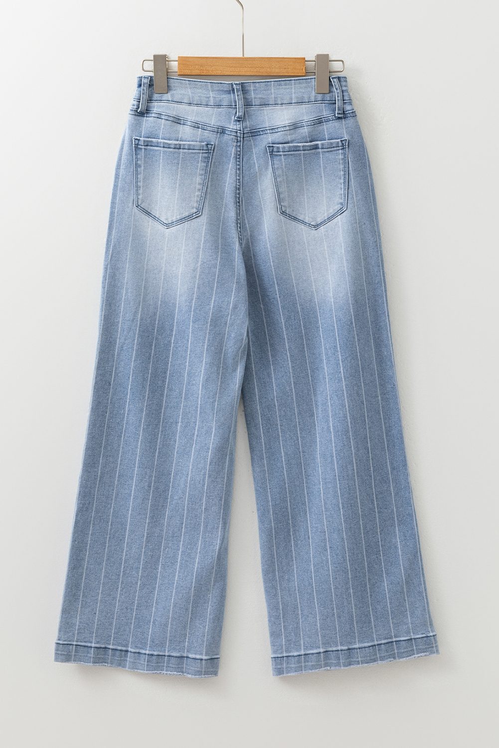 Beau Blue Multi Buttons Pinstripe Wide Leg Jeans - loveforevers