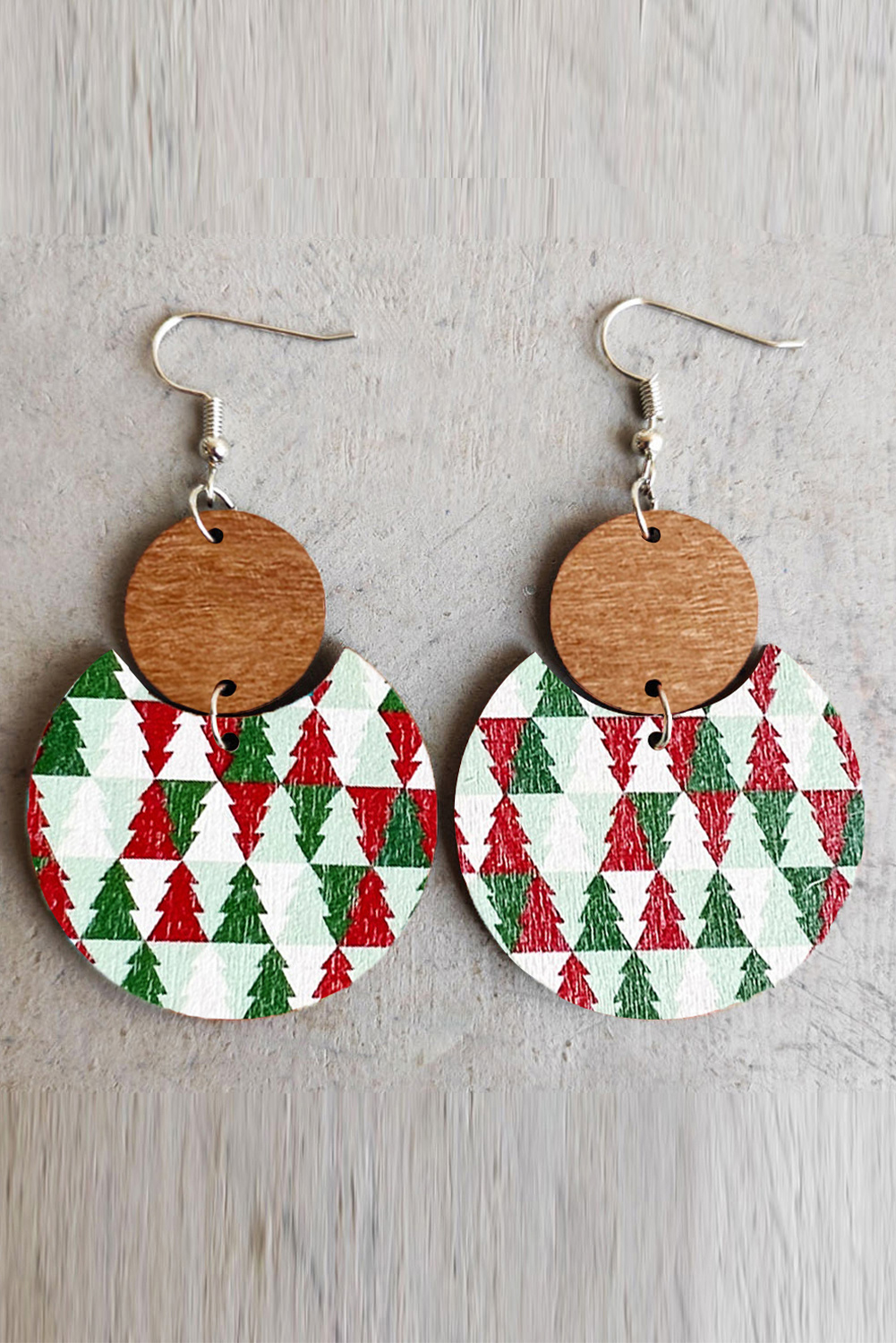 Red Shade Of Leopard Plaid Christmas Tree Earrings - loveforevers