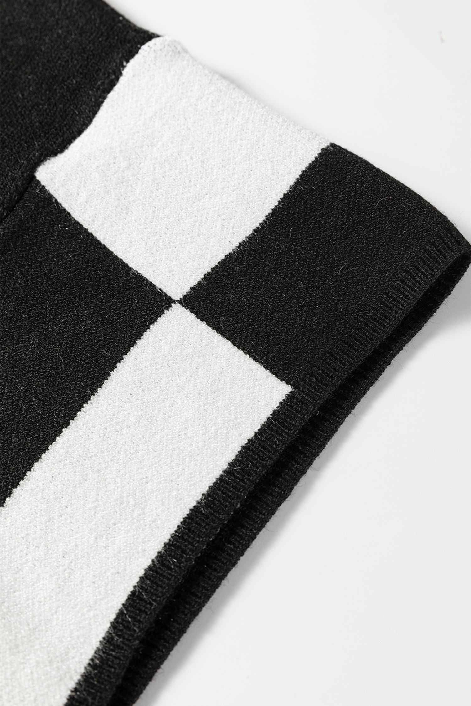 Black Checkered Pattern Loose Drop Shoulder Half Sleeve Sweater - loveforevers