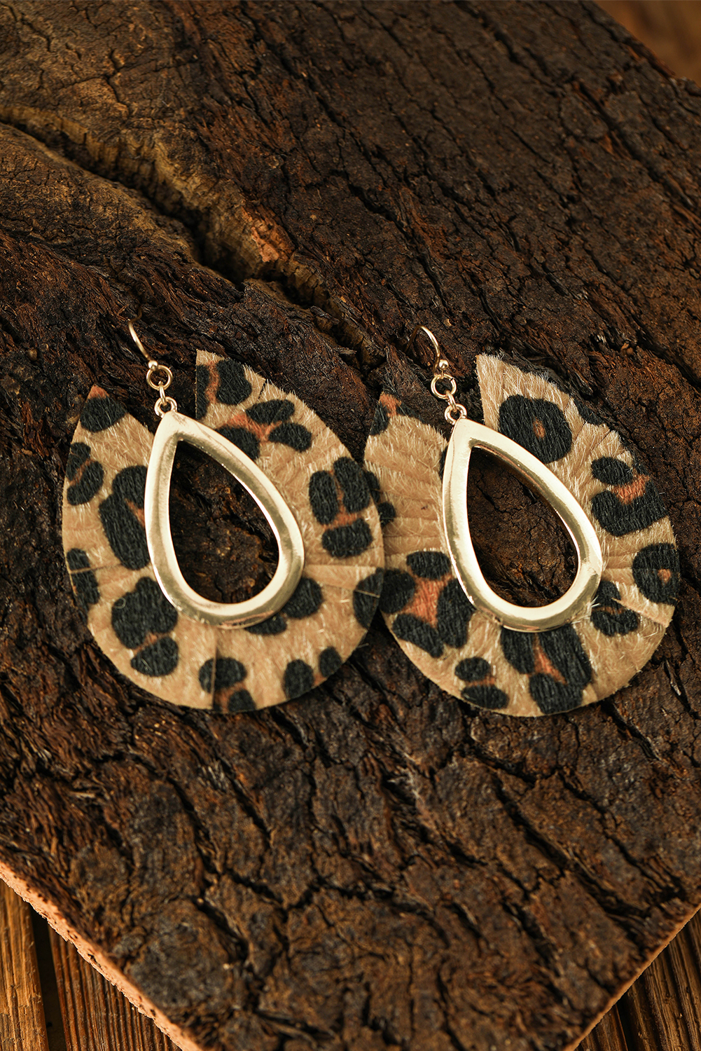 Chestnut Leopard Print Hollow Out Drop Earrings - loveforevers