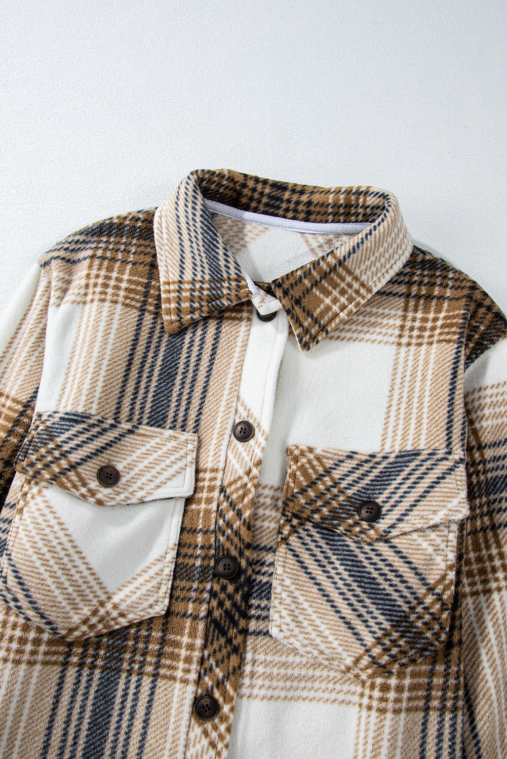 Multicolour Plaid Print Flap Pocket Button Up Shacket - loveforevers