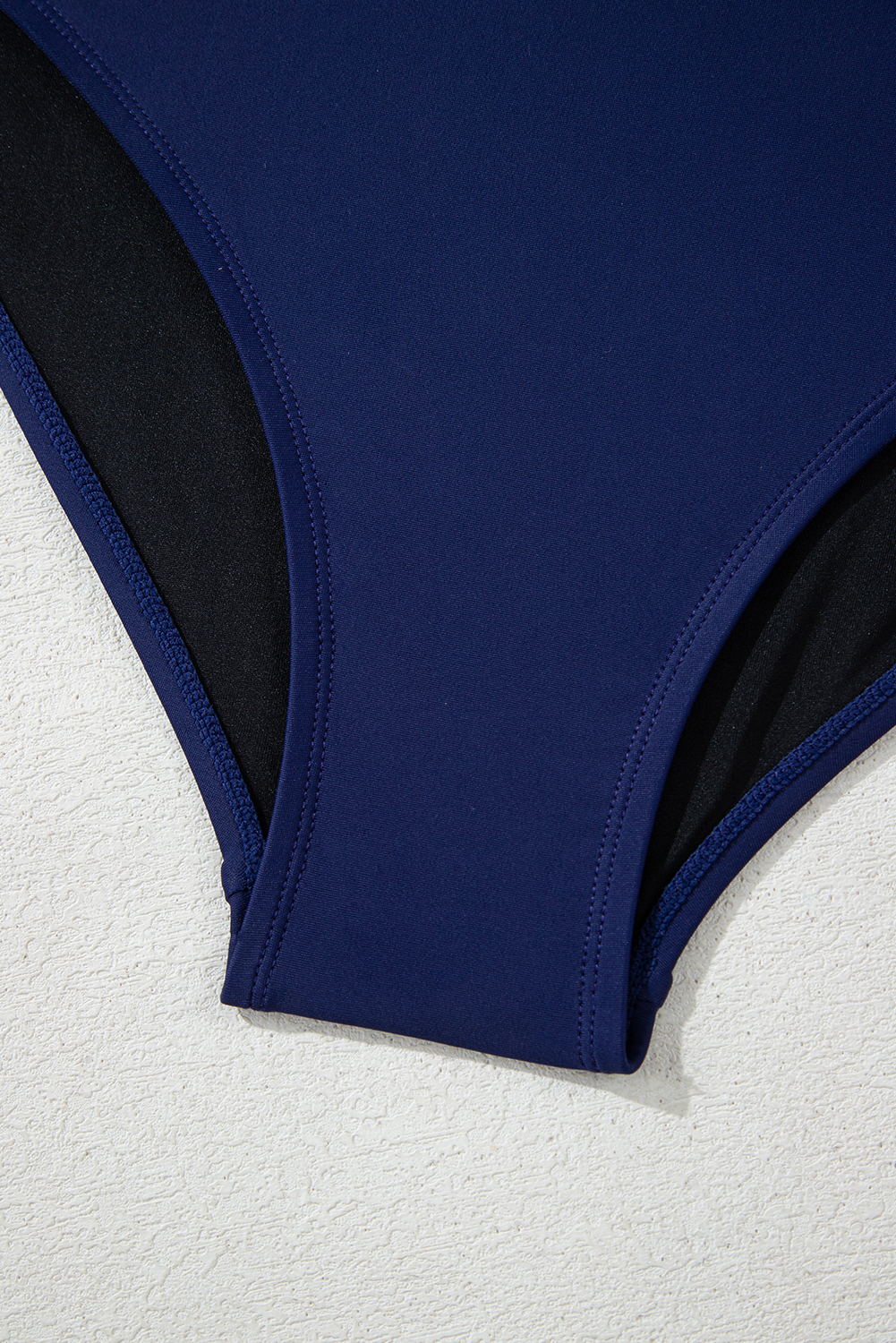 Navy Blue Abstract Print Frilled Trim Spaghetti Straps Tankini Set - loveforevers